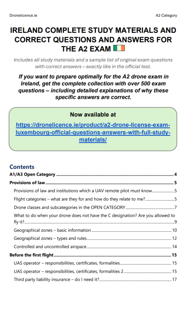 A2 Drone License Exam Ireland – Official Questions & Answers with Full Study Materials - Image 2