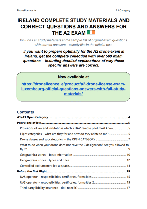 A2 Drone License Exam Ireland – Official Questions & Answers with Full Study Materials - Image 2