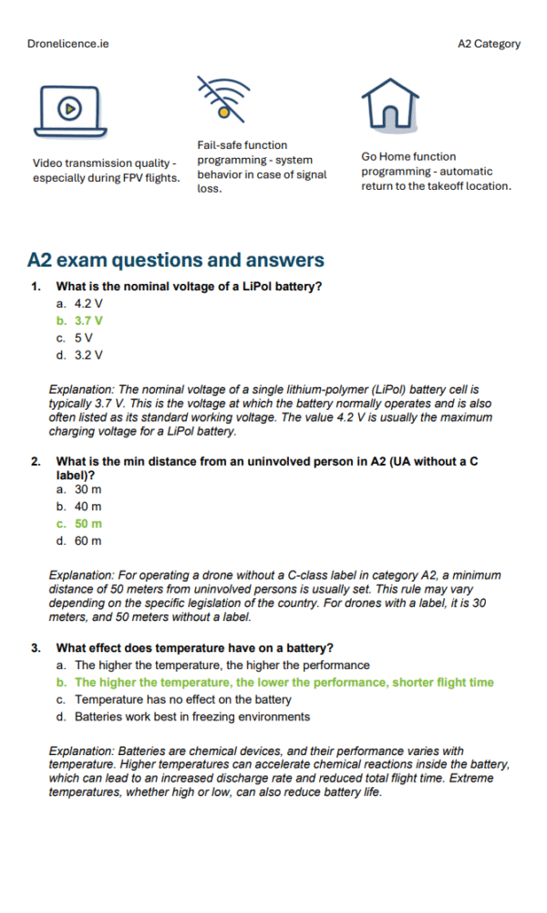 A2 Drone License Exam Ireland – Official Questions & Answers with Full Study Materials - Image 4